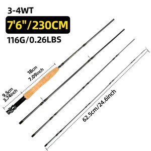 NOUVELLE Canne à pêche à la mouche en carbone légère et portable de 2,1 m, 2,4 m, 2,7 m, 1,98 m avec poignée en liège pour la pêche en eau salée, en lac et en rivière - Product Image 2