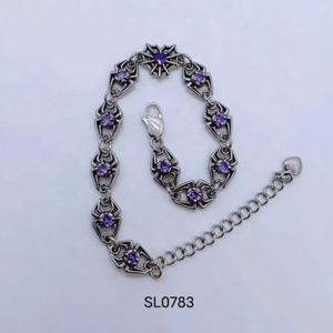 Stainless Steel Gothic Bracelet Punk Chain Bracelet With Purple Stone Spider Design Fashion Jewelry for <b>Men</b> Women Daily Rock - Product Image 1