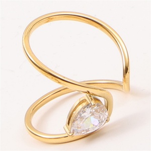 High Quality Women Charms Jewelry Stainless Steel Irregular <b>Cz</b> Zircon <b>Ring</b> - Product Image 1