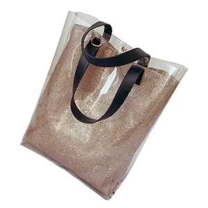 Holographic Transparent Plastic Handbags Shoulder bags Women Trend Beach Tote Jelly Clear Composite PVC Ladies Bag