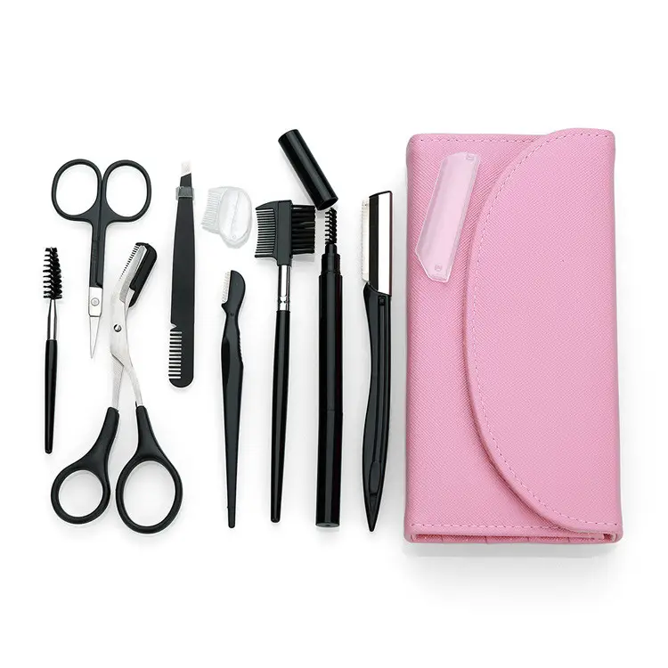 Atacado Maquiagem Ferramentas Cor Rosa 8 pcs Private Label Sobrancelha Cílios Cuidados Kit para As Mulheres