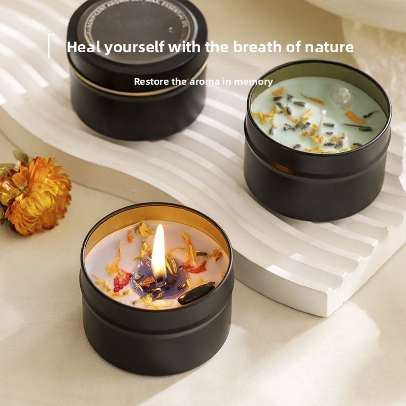 Tin Can Dried Flower Scented Candle | 20H Soy Wax Aromatherapy Candle ...