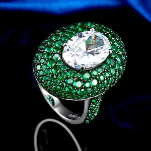 Iced Out Vintage S925 Silver Personality AAA Zircon Ring Full Diamond Fashion Jewelry Ring
