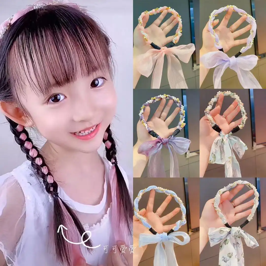 Bando Mutiara Pita Bayi Aksesori Rambut Streamer Semua Cocok Bando Kepang Bayi Putri