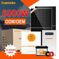 Système solaire photovoltaïque hors réseau Sunroko 3000W 5Kw 6Kw 8000W 10Kw, kit d'énergie solaire tout-en-un