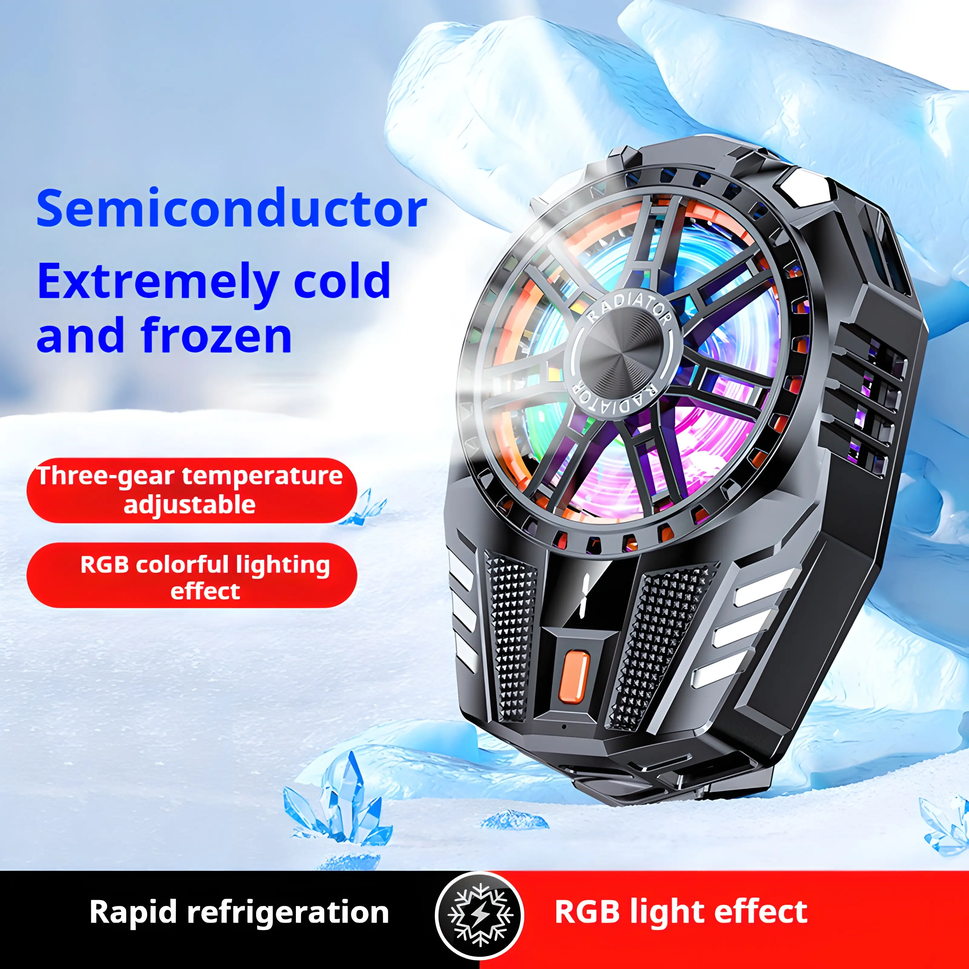 X119 RGB игровой радиатор кулер Регулируемый 3-скоростной полупроводниковый дисплей температуры телефон Ручка Вентилятор охлаждения медный живой