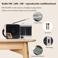 Radio Portable FM/AM/SW1-2 4 bandes avec batterie Rechargeable BL-5C intégrée, prise pour écouteurs