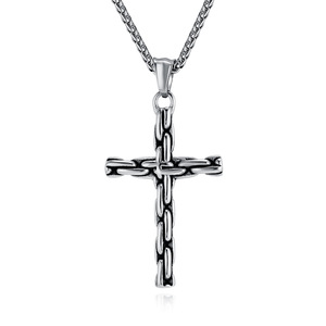Men's <b>Cross</b> Pendant Necklace Stainless Steel <b>Chain</b> Gold Silver Black Everyday Wear Street Style Accessory - Product Image 5