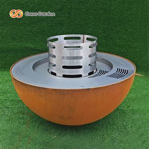 Modern Premium Heavy Duty Corten Steel <b>Fire</b> Pit BBQ <b>Grill</b> Outdoor Charcoal <b>Wood</b> Burning for Patio Garden Parties - Product Image 5