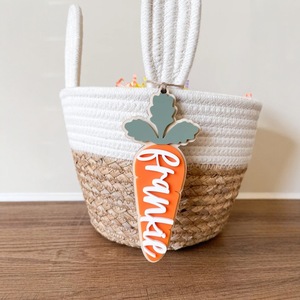 Etichetta in Legno a Forma di Carota Personalizzata, Ornamento 3D per Cesto <span class=keywords><strong>Pasquale</strong></span>, Regalo per Bambini - Product Image 2