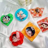 Op maat gemaakte acryl mobiele telefoonhouder met draaibare telefoon grip, thermische transferdruk, fruit-/mode-/dierenthema's