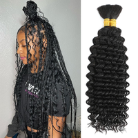 Ekstensi Rambut Manusia Remy Mentah Brasil 100 Gram Deep Wave Braiding Double Weft Hitam Alami Vigor Hair VH0340