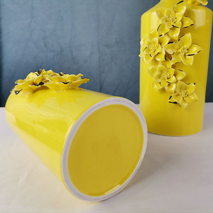 Vaso Decorativo in Ceramica Gialla alla Moda con Fiori Fatti a Mano per <span class=keywords><strong>Arredamento</strong></span> Casa - Product Image 6