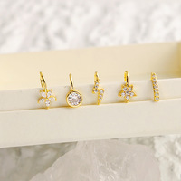 DAIHE Bijoux de Mode Cœur Étoile Zircon Faux Piercing Manchette de Nez à Clip Charnière Anneaux de Nez Dorés pour Femme