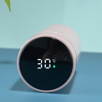 Bouteille Thermique en Acier Inoxydable avec Thermomètre LED 500ml Rose - Utilisation au Bureau - Isolation 12-24 Heures - Garde les Boissons Chaudes ou Froides