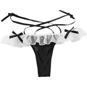 Culottes string sexy pour femmes, style anime, fines bretelles, taille élégante, bordure en dentelle ajourée, culottes bouffantes, taille basse - Product Image 1