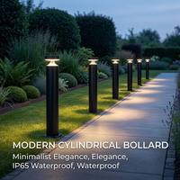Lampadaire cylindrique moderne à émission supérieure IP65, LED chaude, noir mat, pour jardin extérieur, colonne lumineuse, directement de l'usine