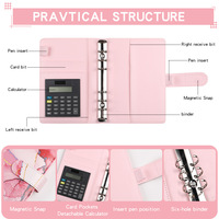 Carnet de notes A6 en cuir PU avec calculatrice intégrée, classeur à 6 anneaux, pour budget et gestion de trésorerie, en stock, livraison transfrontalière, idéal comme cadeau