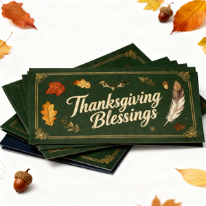 Express Thanksgiving Card Delivery Pre-Designed Autumn <b>Leaf</b> Fancy Paper Hot Stamped Cards 7-Day Shipping for Last Minute Needs - Product Image 1