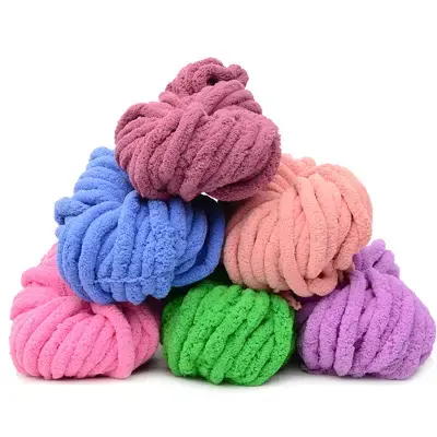 wholesale spun polyester thread 3cm wool crochet yarn jumbo chunky yarn chenille