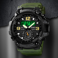 Jam Tangan Olahraga Pria SKMEI 1637 Kasual Analog Digital LED Alarm 3 Waktu Dual Japan Stop Watch Tali Plastik Silikon/Resin