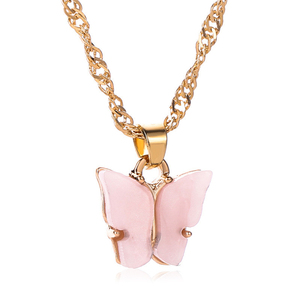 Trendz colorful sweet butterfly pink rim necklace chain - Product Image 2