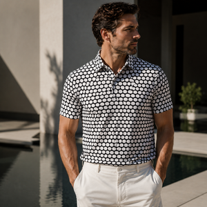 Chemise de golf de luxe pour hommes pour Polo Soft Allover Print Sports Sublimation Quick Dry Slim Fit Premium Polyester Spandex Polka - Product Image 1