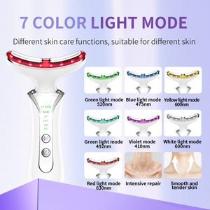 เครื่องนวดหน้าและลำคอแบบไมโครเคอร์เรนท์ 7 หลอดไฟ LED ชาร์จผ่าน USB พร้อมโหมดบำรุงรอบดวงตา ช่วยยกกระชับผิว - Product Image 2