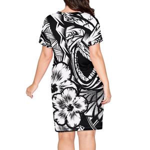 Femmes grande taille col en v à manches courtes robes de soirée Tiki <span class=keywords><strong>tatouage</strong></span> conception <span class=keywords><strong>Tahiti</strong></span> Sexy Street Wear taille naturelle en gros - Product Image 3