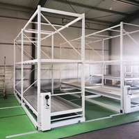 Table de culture hydroponique multi-niveaux à système d'irrigation par flux et reflux, bancs roulants réglables pour un accès facile