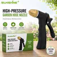 SUNSHINE Buse de pulvérisation haute pression pour tuyau d'arrosage, en laiton, rotative, avec verrouillage intégré du déclencheur, poignée ergonomique, anti-fuite, OEM, vente en gros