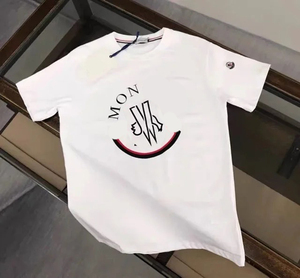 Camiseta de Algodón MON de Manga Corta con Bordado de Letras en el Pecho, Estilo Vintage de Moda - Product Image 1