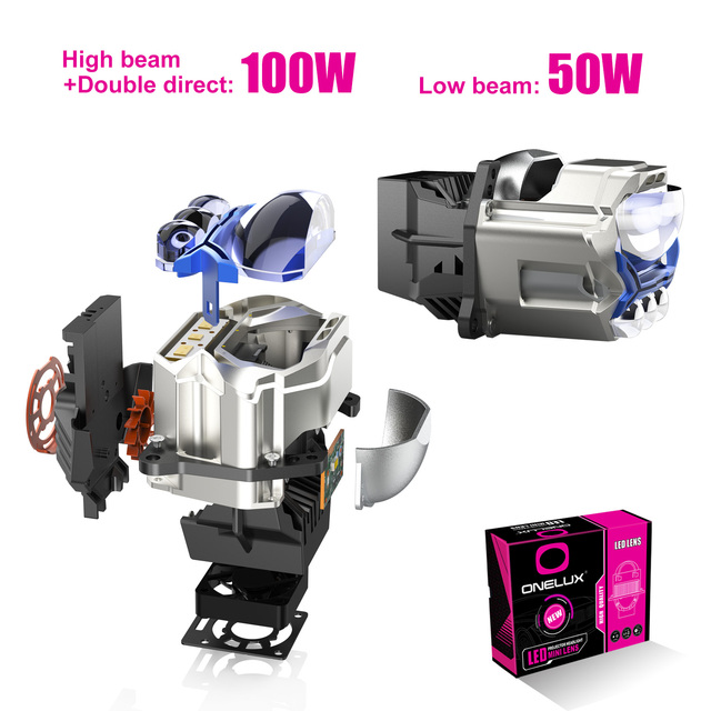 3" Bi LED Projector Lens 100W KF7 With Day Running Light High Low Beam Aluminum Housing Auto Headlight Retrofit Kit