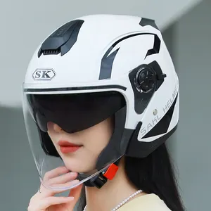 Helm sepeda motor klasik untuk pria pelindung berkendara 3/4 topi wanita helm wajah terbuka untuk skuter sicurezza/cascos para moto