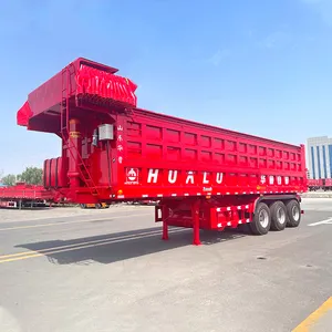China Meest Populaire 3 4 Assen 40/45 Cbm Hydraulische Semi Truck En U-Vormige Dump Trailer