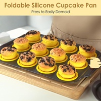 Ensemble de cuisson pliable en silicone et acier au carbone, couleur personnalisée, écologique, pour gâteaux et muffins, antiadhésif, pour four domestique