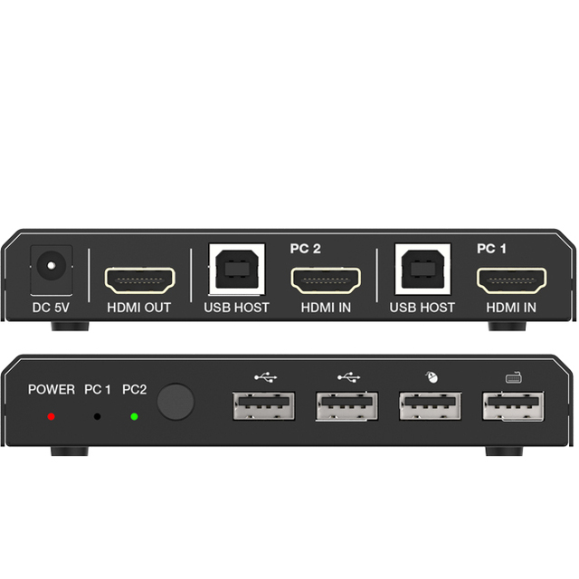 18Gbps HDMI 2 by 1 KVM Switcher 4K@60Hz 4:4:4 HDCP 2.2 Compliant USB 2.0 HDR 10 Analog L/R Audio Output 2 Port HDMI KVM Switch