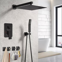 Ensemble de douche encastré en acier inoxydable mural avec grande pomme de pluie au plafond et valve intégrée pour salle de bain