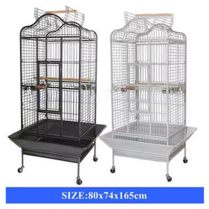 Vendita calda grande stile antico in ferro battuto gabbia di allevamento di uccelli martellato nero aperto superiore per animali domestici voliera con modello solido imballato in scatola - Product Image 4