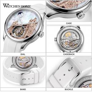 Montres mécaniques tourbillon personnalisées OEM, boîtier en acier 40 mm, bracelet en cuir, saphir 5 ATM, cadran London Bridge, affichage jour/nuit GM0022 - Product Image 4