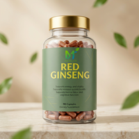 Ginseng Rouge OEM 90 Capsules, Soutient la Santé du Système Immunitaire, Favorise l'Énergie et la Vitalité