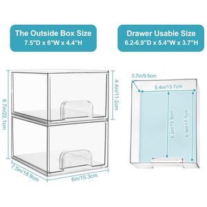 Stackable Cosmetics <b>Storage</b> Box Pull-Out <b>Storage</b> Drawer Handles Vanity Sink <b>Kitchen</b> Cabinets Pantry Square Shape Box - Product Image 2