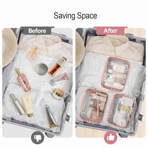 Sacs de maquillage transparents personnalisés S M L, conformes aux normes des aéroports et compagnies aériennes, sacs de voyage transparents en gros pour articles de toilette - Product Image 4