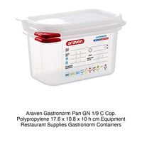 Bac alimentaire en polypropylène GN 1/9, 17,6 × 10,8 × 10 h cm, avec couvercle, -40/+95 ° C Araven