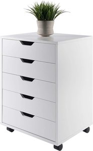 White <strong>Drawer</strong> Unit <strong>on</strong> Casters 5 <strong>Drawer</strong> Storage Office <strong>Drawer</strong> Chest Cabinet with <strong>Wheels</strong> - Product Image 2