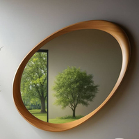 Miroir mural décoratif en bois de caoutchouc moderne, cadre en bois irrégulier personnalisé, grande forme organique pour la décoration de salon