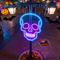 Lampu Neon tengkorak USB dapat diredupkan luar ruangan untuk pesta rumah Mancave Bar permainan ruang Festival tanda Elektronik Halloween