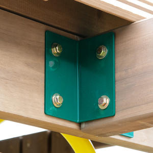 Ensemble de balançoires d'extérieur en bois avec maisonnette, toboggan et mur d'escalade, aire de jeux durable pour enfants dans la cour - Product Image 3