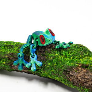 Imán de juguete de rana de árbol de ojos rojos articulada, figura de juguete con articulaciones móviles, decoración para nevera y regalo para niños, de plástico - Product Image 4