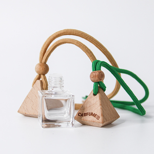 Botella de vidrio de Perfume transparente de lujo de 10ml, botella difusora vacía para coche, colgante con tapa de madera para aceite de fragancia - Product Image 4